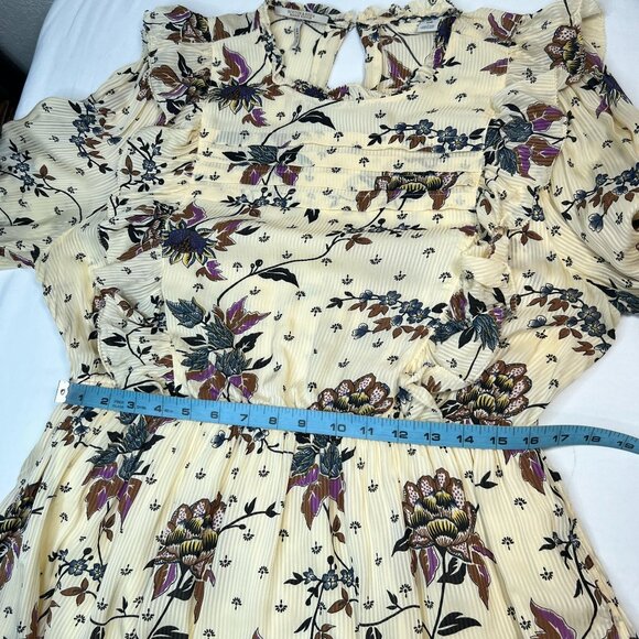 Scotch & Soda Floral Print Ruffle Dress Creamy Ivory Long Sleeve Mini Boho Large - Picture 12 of 16